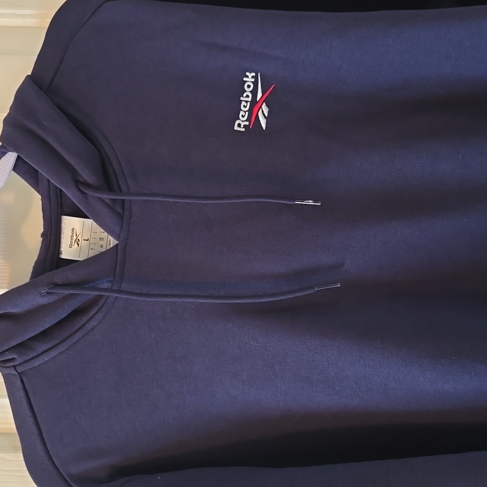 REEBOK BRAND SIGNATURE MEN'S BLUE PULLOVER FLEECE HOODIE SIZE LARGE